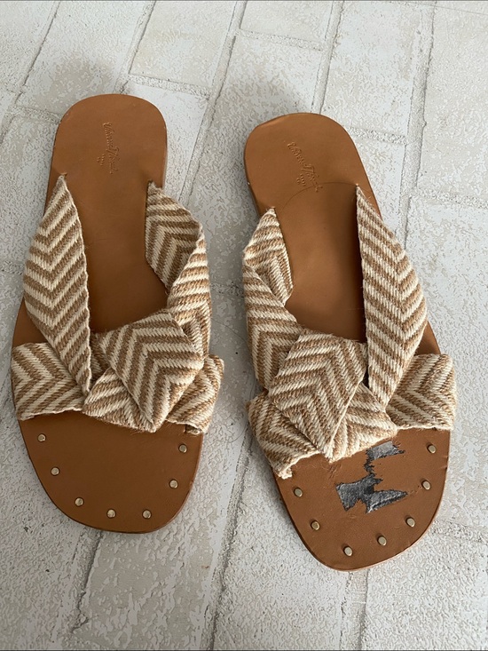 Universal Thread Shoes - Universal Thread Tan Chevron Knotted Slide Sandals